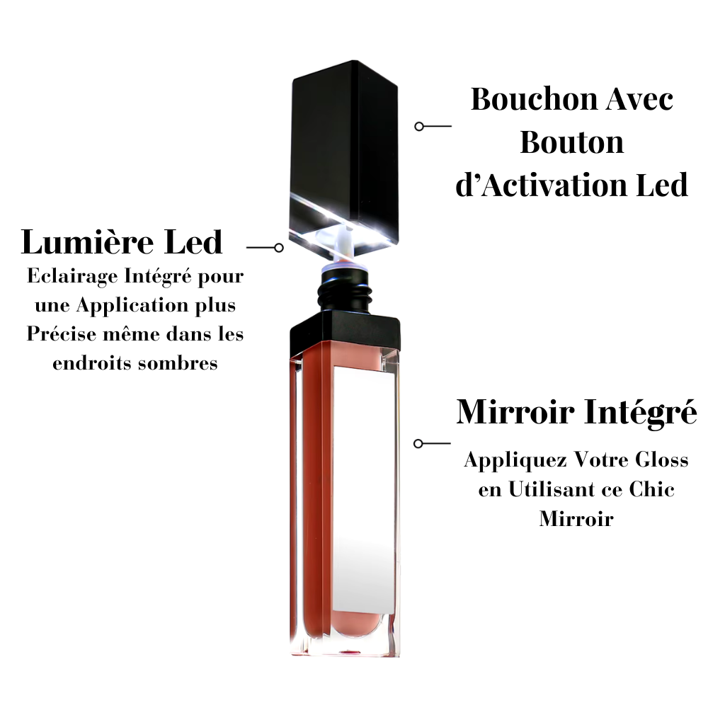 Chic Gloss à Lèvres 3 en 1 avec Lumière Led et Mirroir Intégré